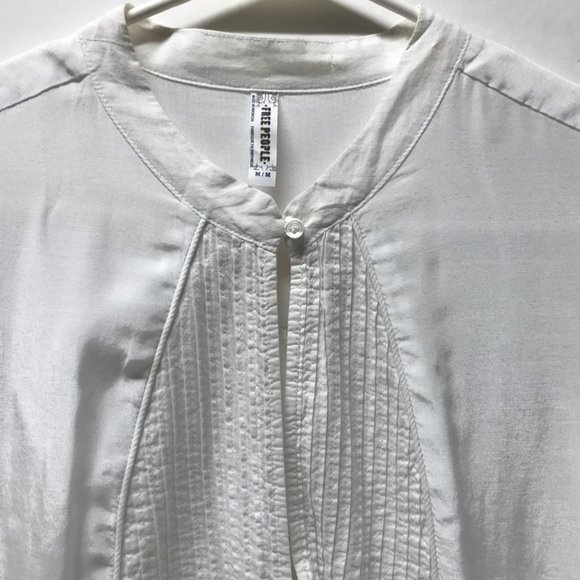 Free People White Pintuck Long Sleeve Tunic Blouse - Picture 6 of 16